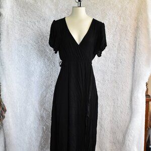 Lulu's Wrap Style Maxi Dress - Black - Large